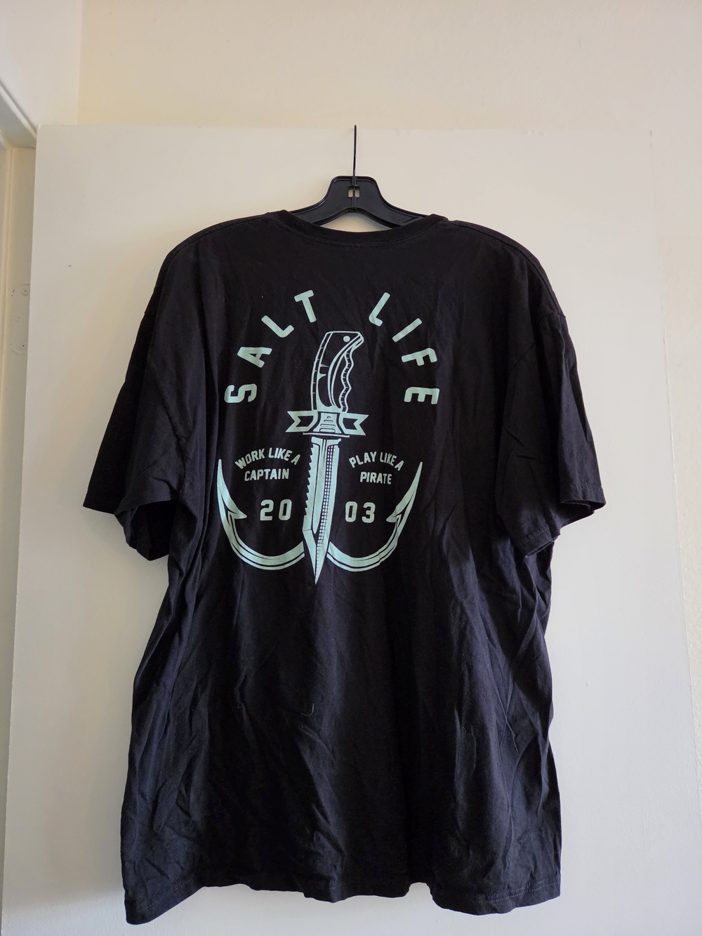 Salt Life Black Short Sleeve T-Shirt with Aqua Graphic